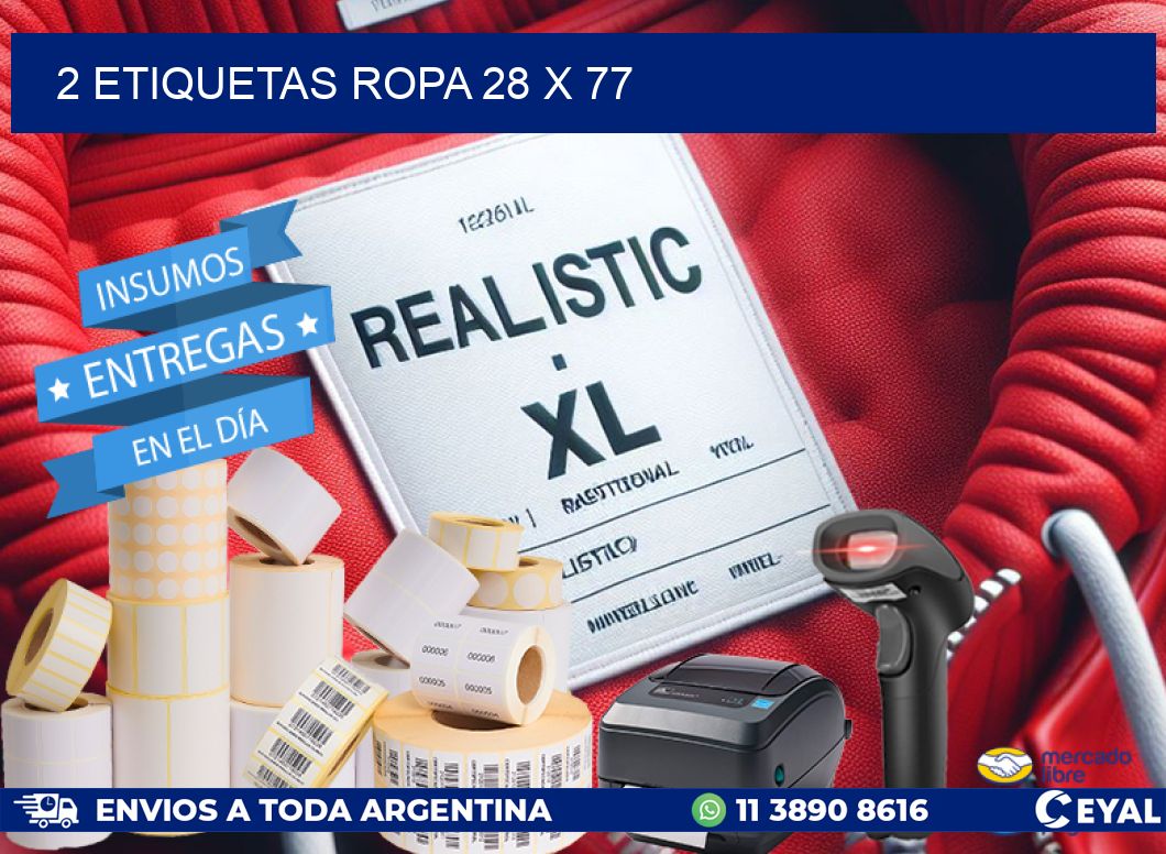 2 ETIQUETAS ROPA 28 x 77