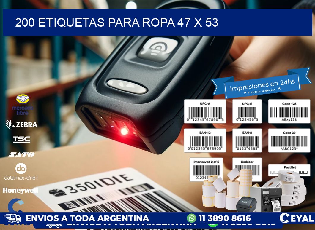 200 ETIQUETAS PARA ROPA 47 x 53