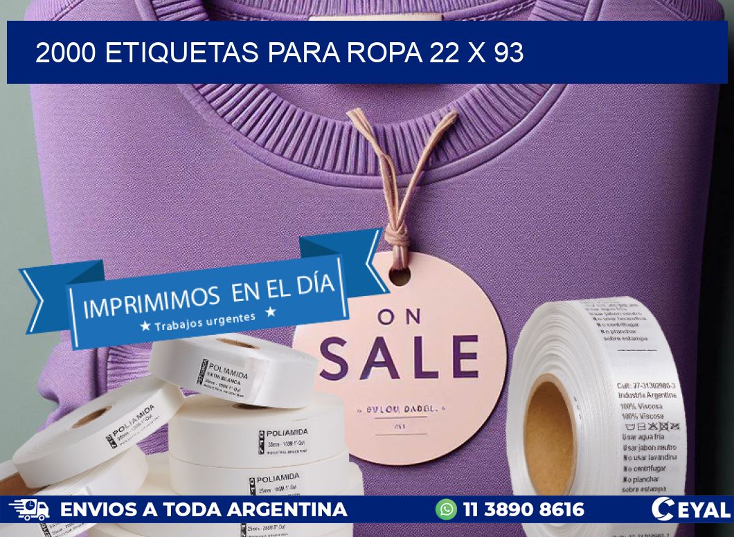 2000 ETIQUETAS PARA ROPA 22 x 93