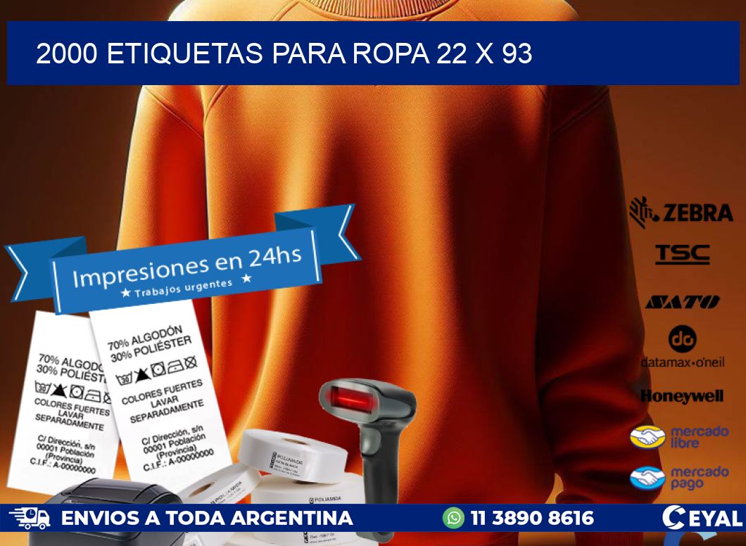 2000 ETIQUETAS PARA ROPA 22 x 93