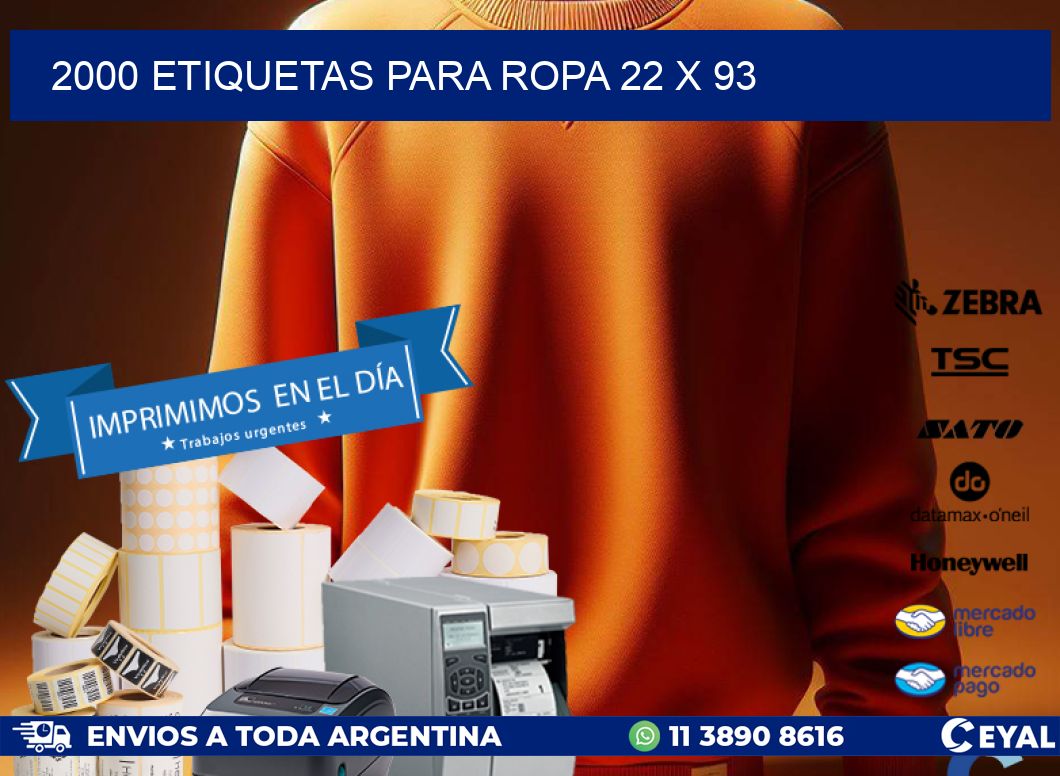 2000 ETIQUETAS PARA ROPA 22 x 93