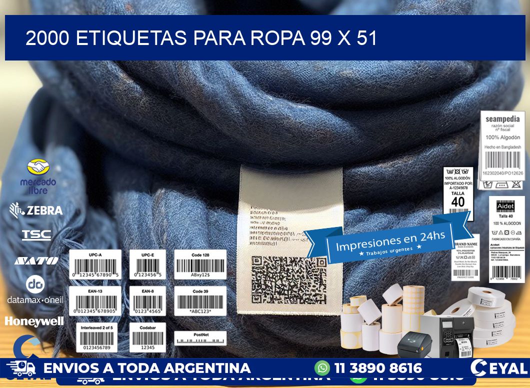 2000 ETIQUETAS PARA ROPA 99 x 51