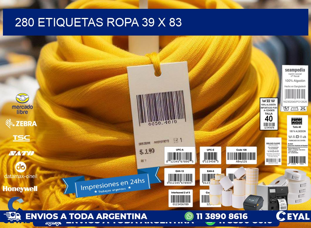 280 ETIQUETAS ROPA 39 x 83