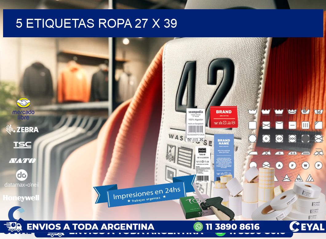 5 ETIQUETAS ROPA 27 x 39