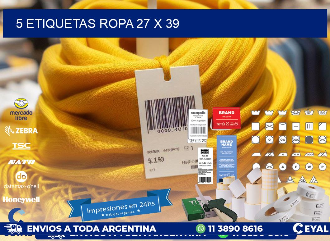 5 ETIQUETAS ROPA 27 x 39