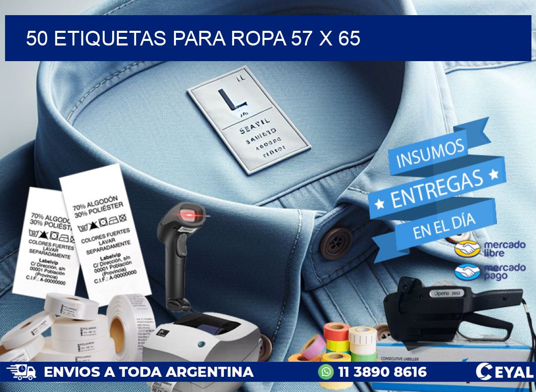 50 ETIQUETAS PARA ROPA 57 x 65