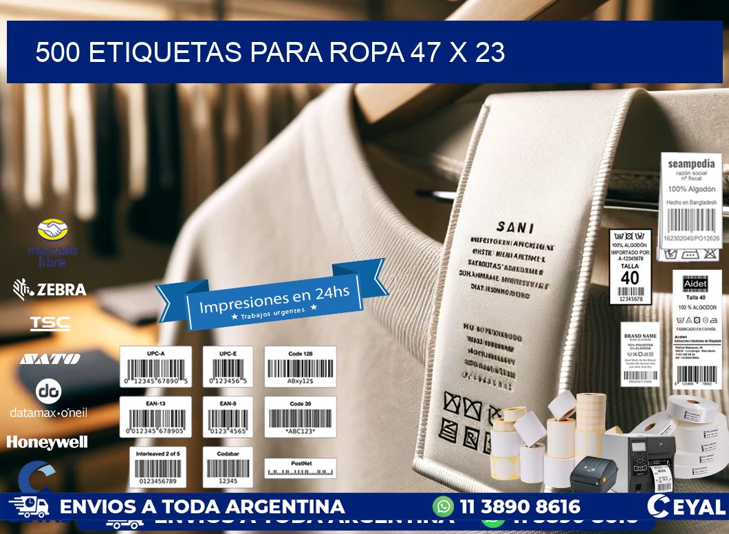 500 ETIQUETAS PARA ROPA 47 x 23
