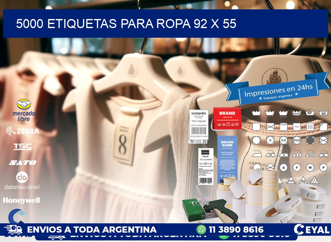 5000 ETIQUETAS PARA ROPA 92 x 55