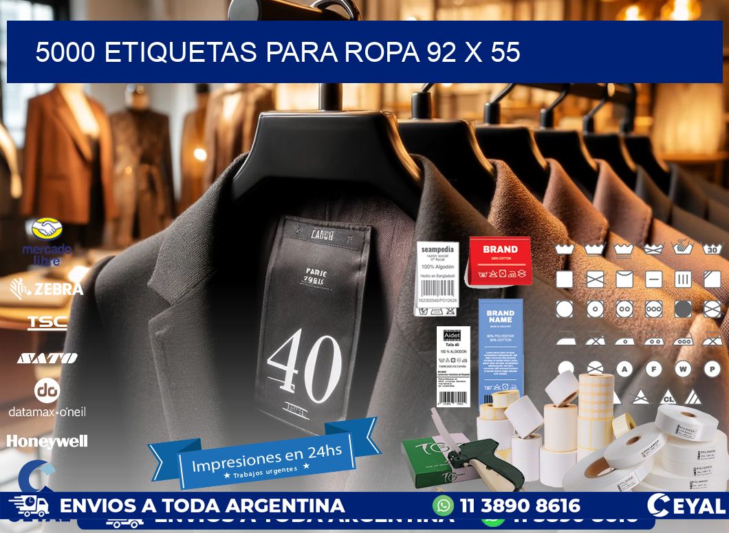 5000 ETIQUETAS PARA ROPA 92 x 55
