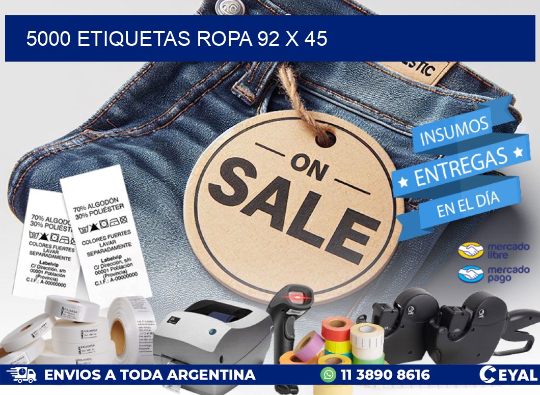 5000 ETIQUETAS ROPA 92 x 45