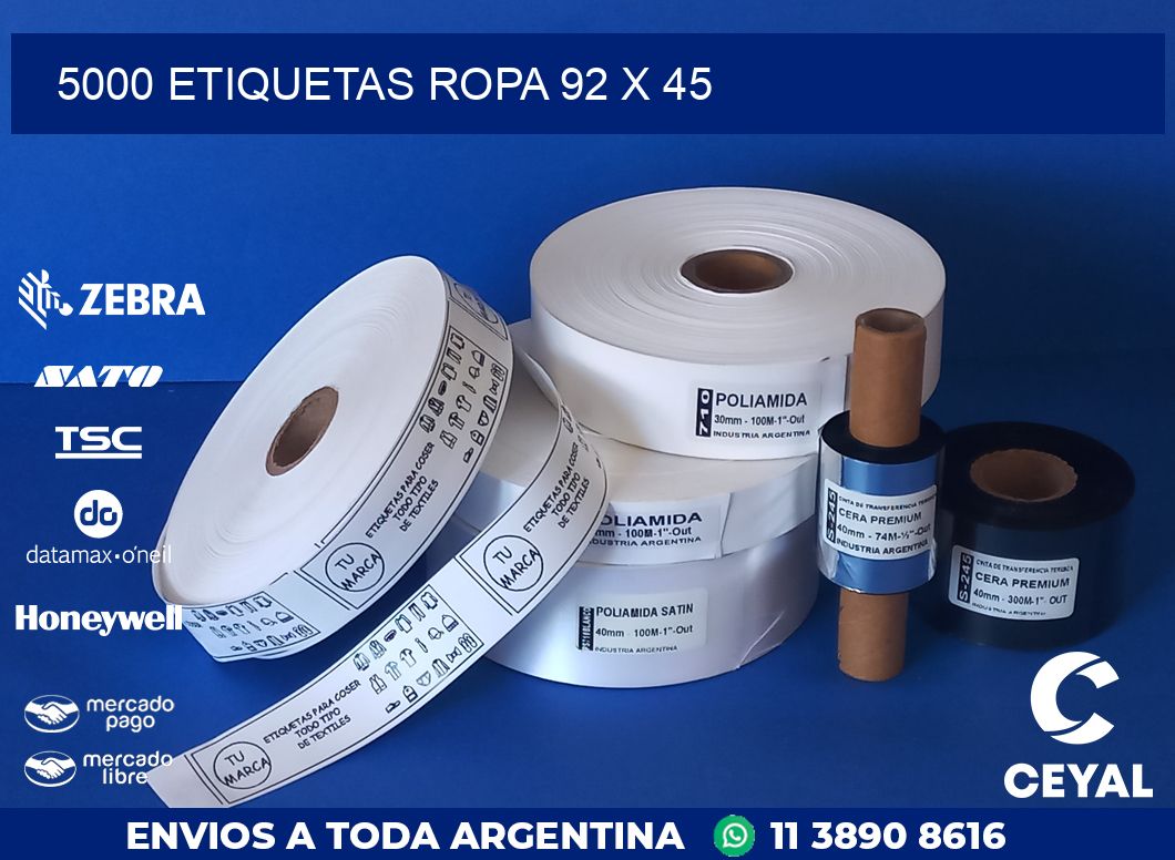 5000 ETIQUETAS ROPA 92 x 45