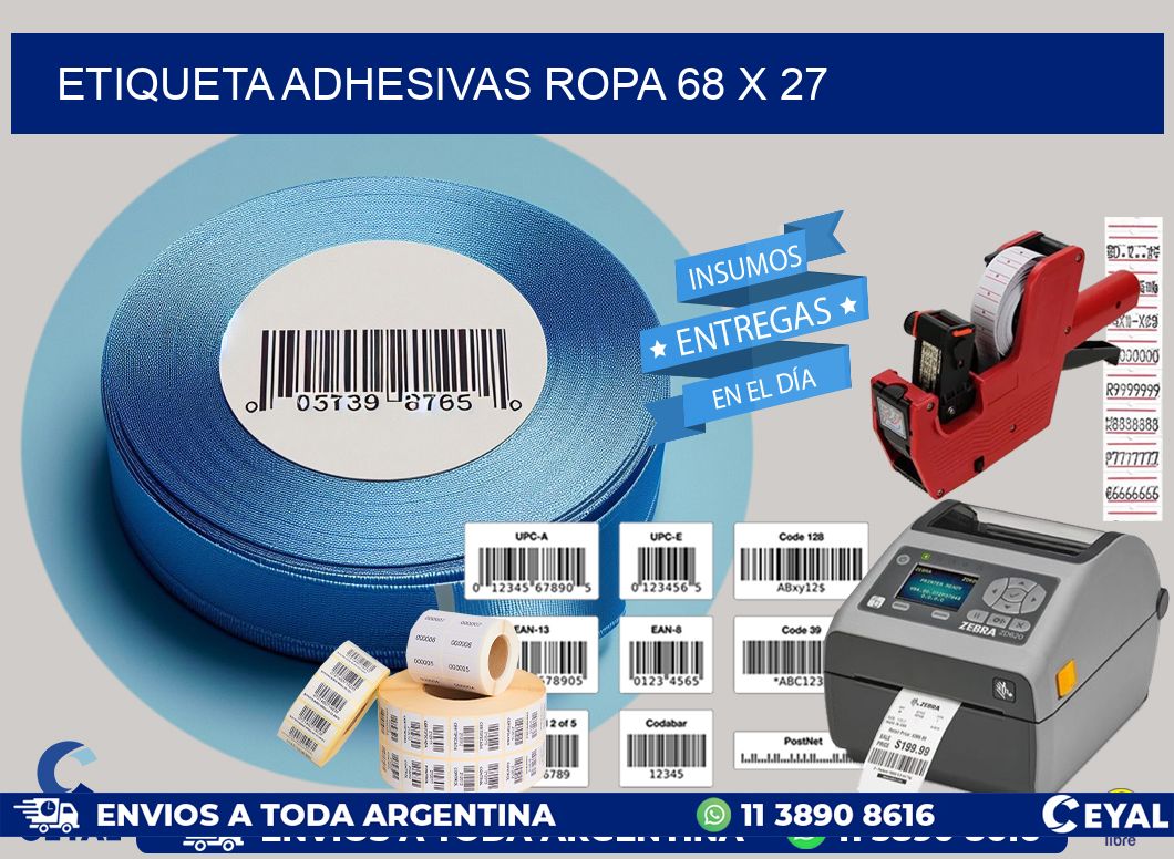 ETIQUETA ADHESIVAS ROPA 68 x 27
