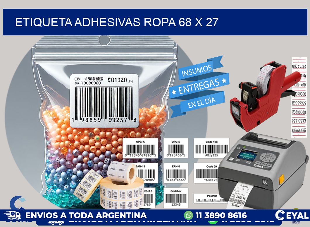 ETIQUETA ADHESIVAS ROPA 68 x 27