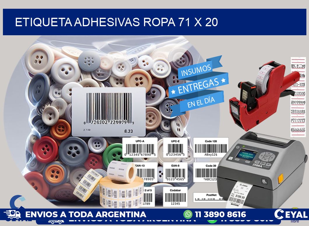ETIQUETA ADHESIVAS ROPA 71 x 20