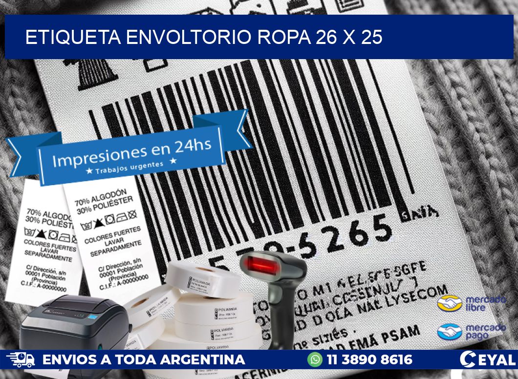 ETIQUETA ENVOLTORIO ROPA 26 x 25
