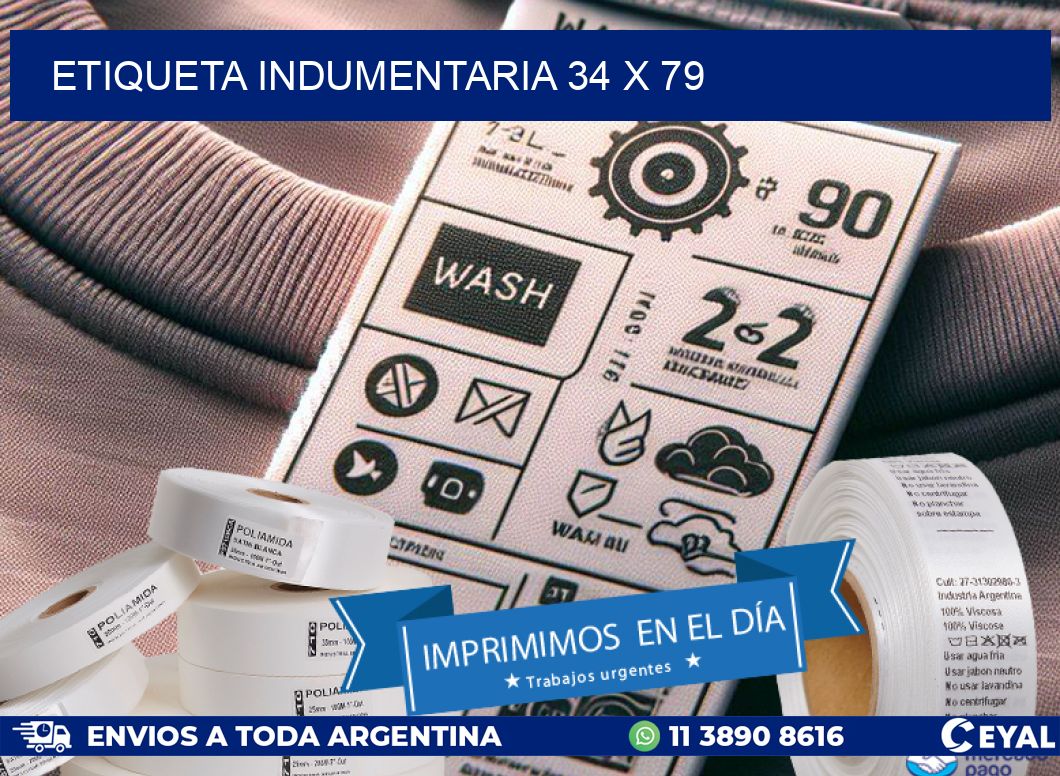 ETIQUETA INDUMENTARIA 34 x 79