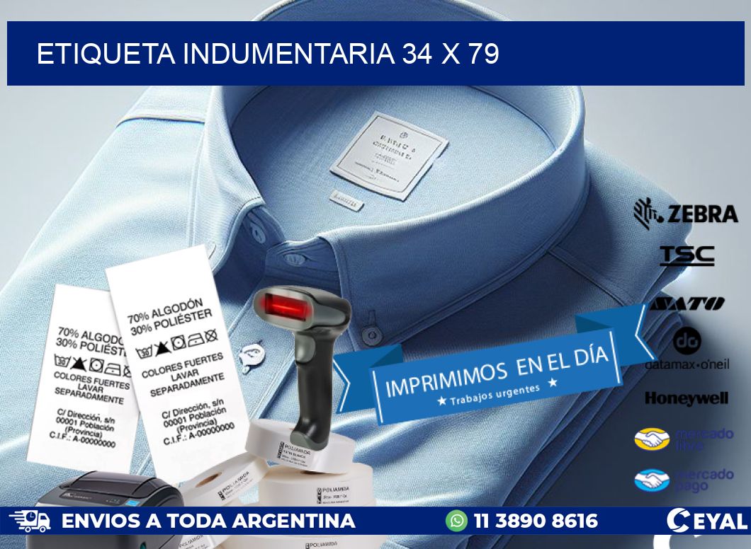 ETIQUETA INDUMENTARIA 34 x 79