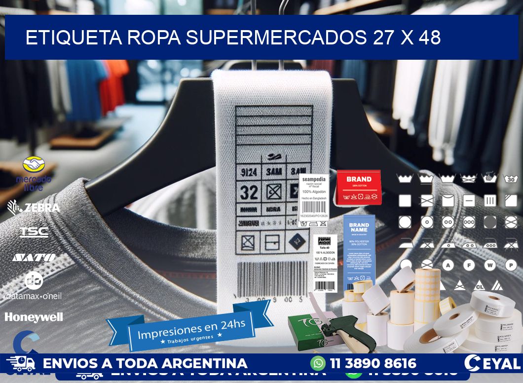 ETIQUETA ROPA SUPERMERCADOS 27 x 48