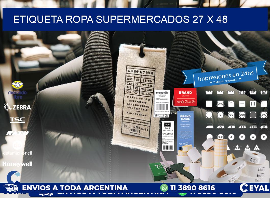 ETIQUETA ROPA SUPERMERCADOS 27 x 48