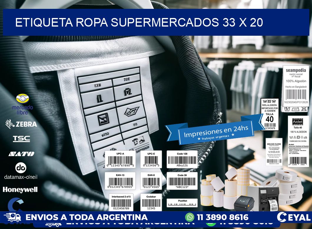 ETIQUETA ROPA SUPERMERCADOS 33 x 20