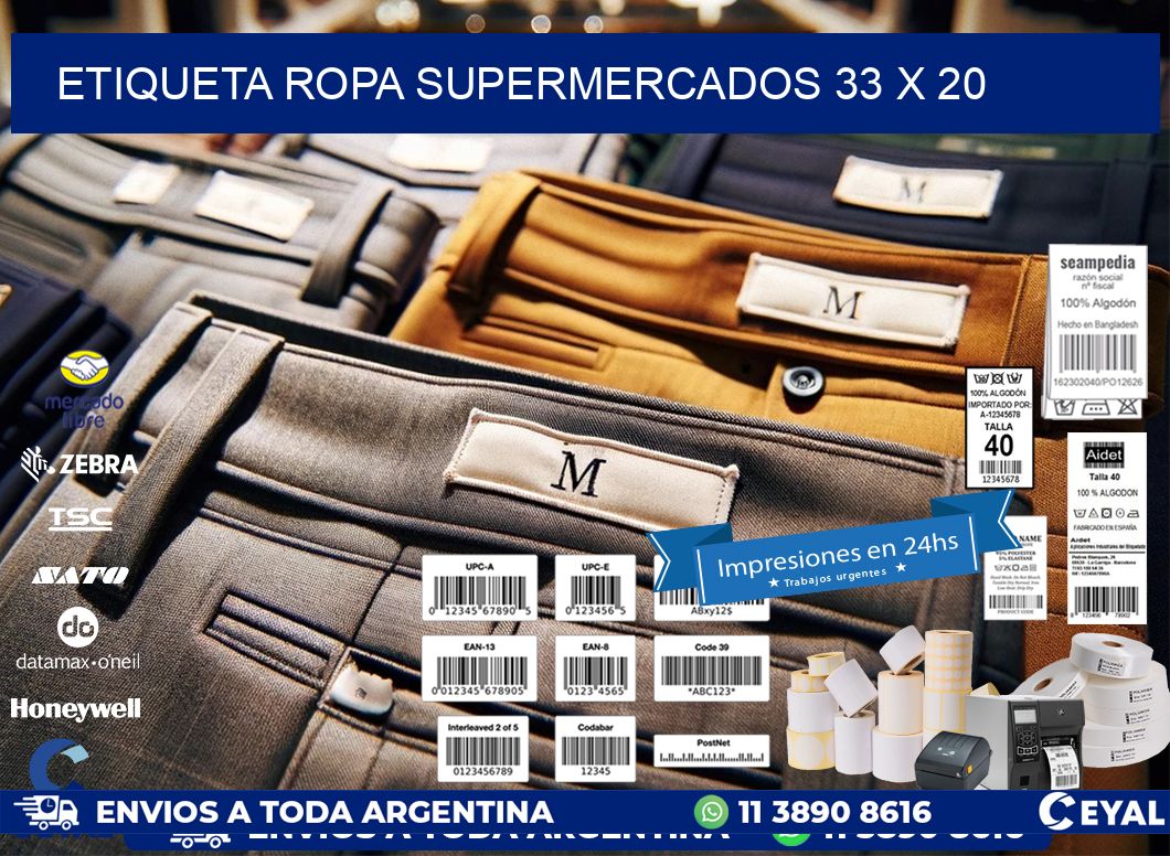 ETIQUETA ROPA SUPERMERCADOS 33 x 20