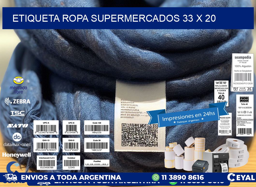 ETIQUETA ROPA SUPERMERCADOS 33 x 20