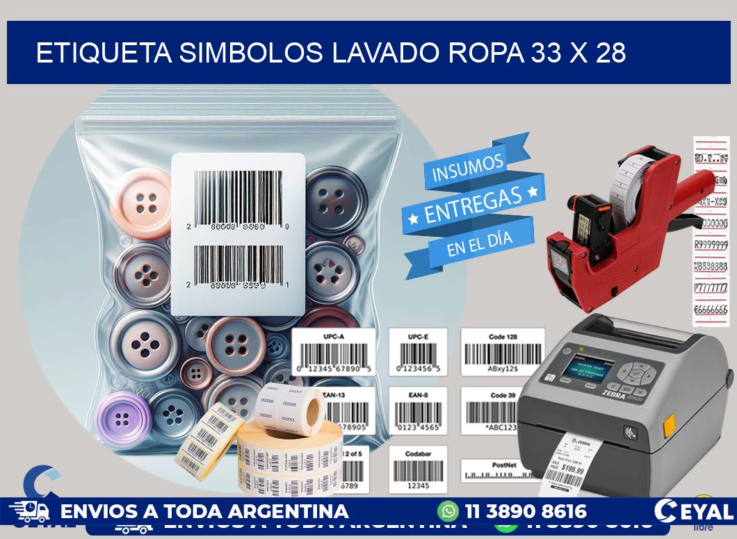 ETIQUETA SIMBOLOS LAVADO ROPA 33 x 28