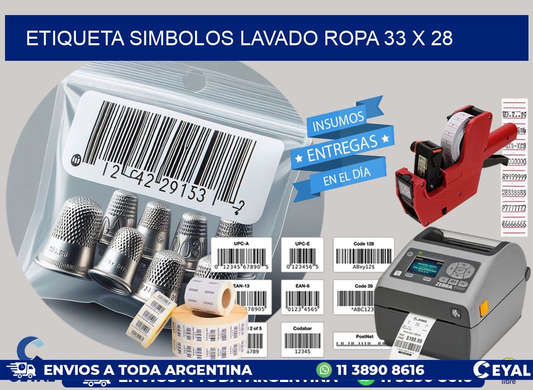ETIQUETA SIMBOLOS LAVADO ROPA 33 x 28