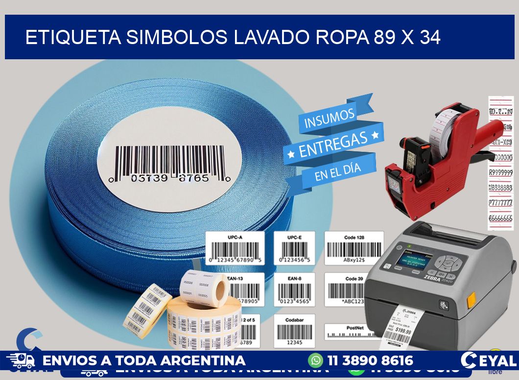 ETIQUETA SIMBOLOS LAVADO ROPA 89 x 34