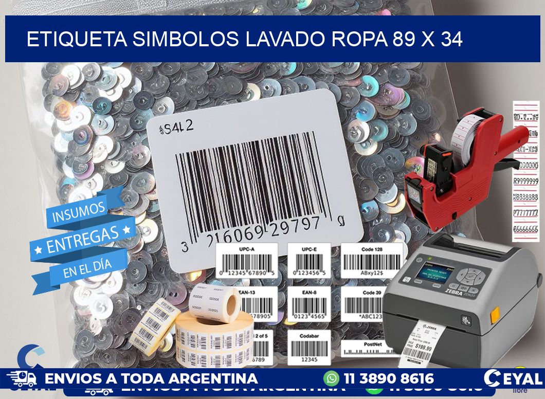 ETIQUETA SIMBOLOS LAVADO ROPA 89 x 34