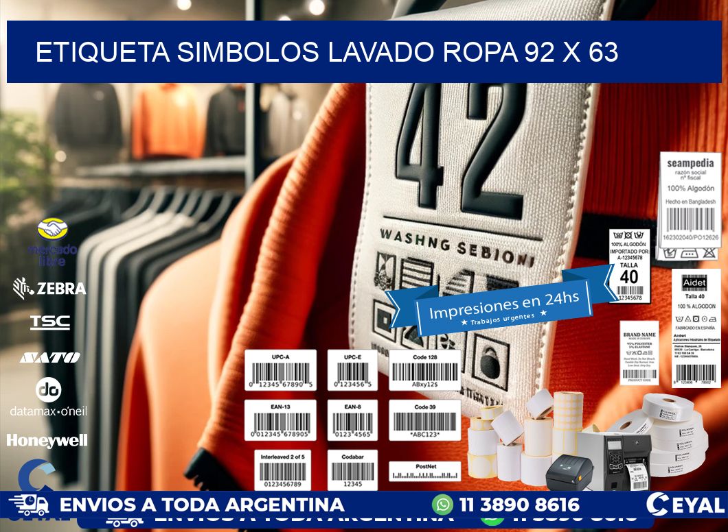 ETIQUETA SIMBOLOS LAVADO ROPA 92 x 63