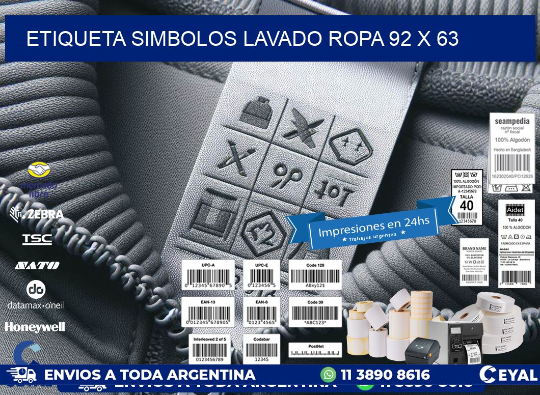 ETIQUETA SIMBOLOS LAVADO ROPA 92 x 63