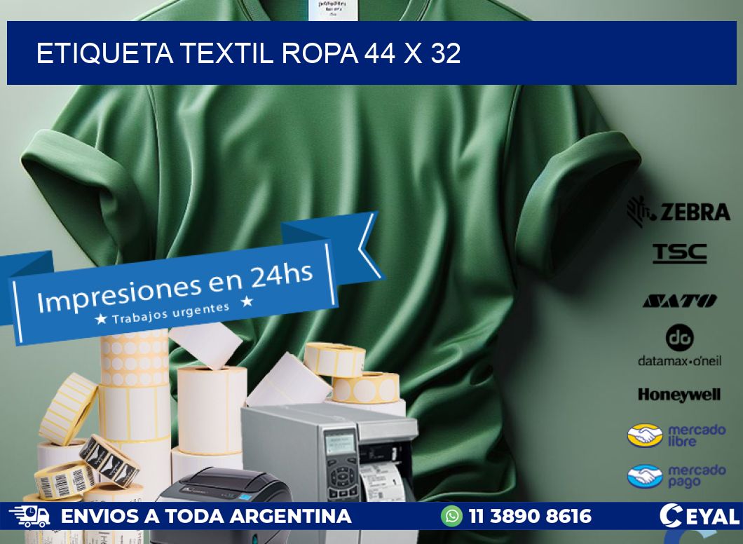 ETIQUETA TEXTIL ROPA 44 x 32