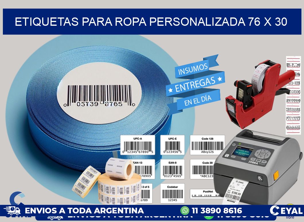 ETIQUETAS PARA ROPA PERSONALIZADA 76 x 30