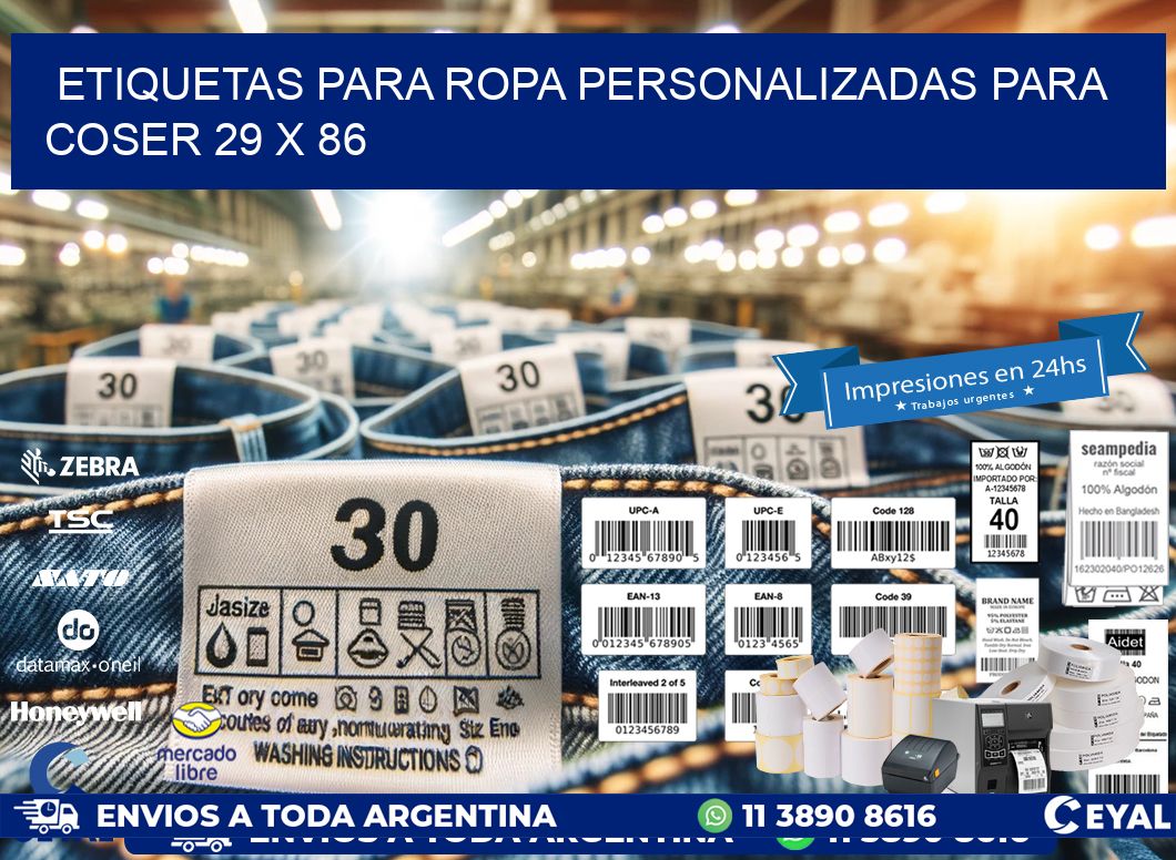ETIQUETAS PARA ROPA PERSONALIZADAS PARA COSER 29 x 86