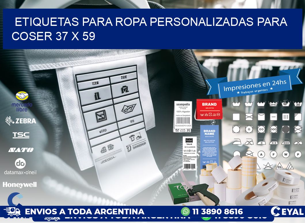 ETIQUETAS PARA ROPA PERSONALIZADAS PARA COSER 37 x 59