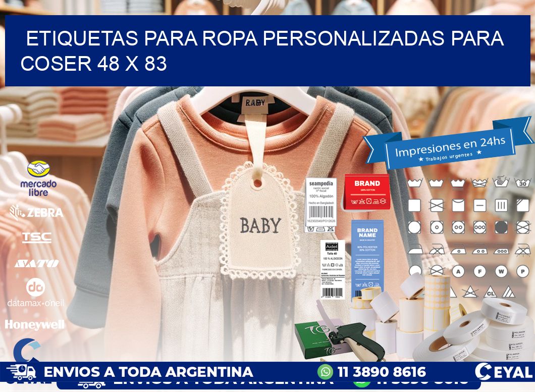 ETIQUETAS PARA ROPA PERSONALIZADAS PARA COSER 48 x 83