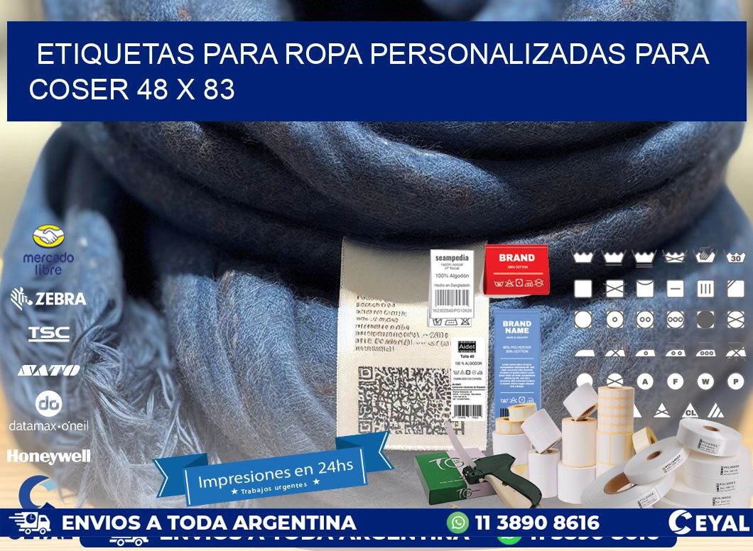 ETIQUETAS PARA ROPA PERSONALIZADAS PARA COSER 48 x 83