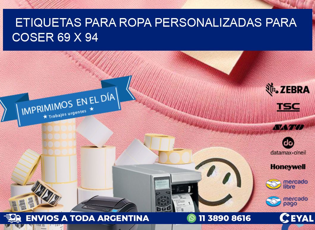 ETIQUETAS PARA ROPA PERSONALIZADAS PARA COSER 69 x 94
