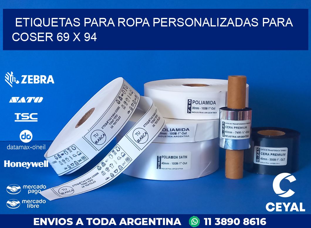ETIQUETAS PARA ROPA PERSONALIZADAS PARA COSER 69 x 94