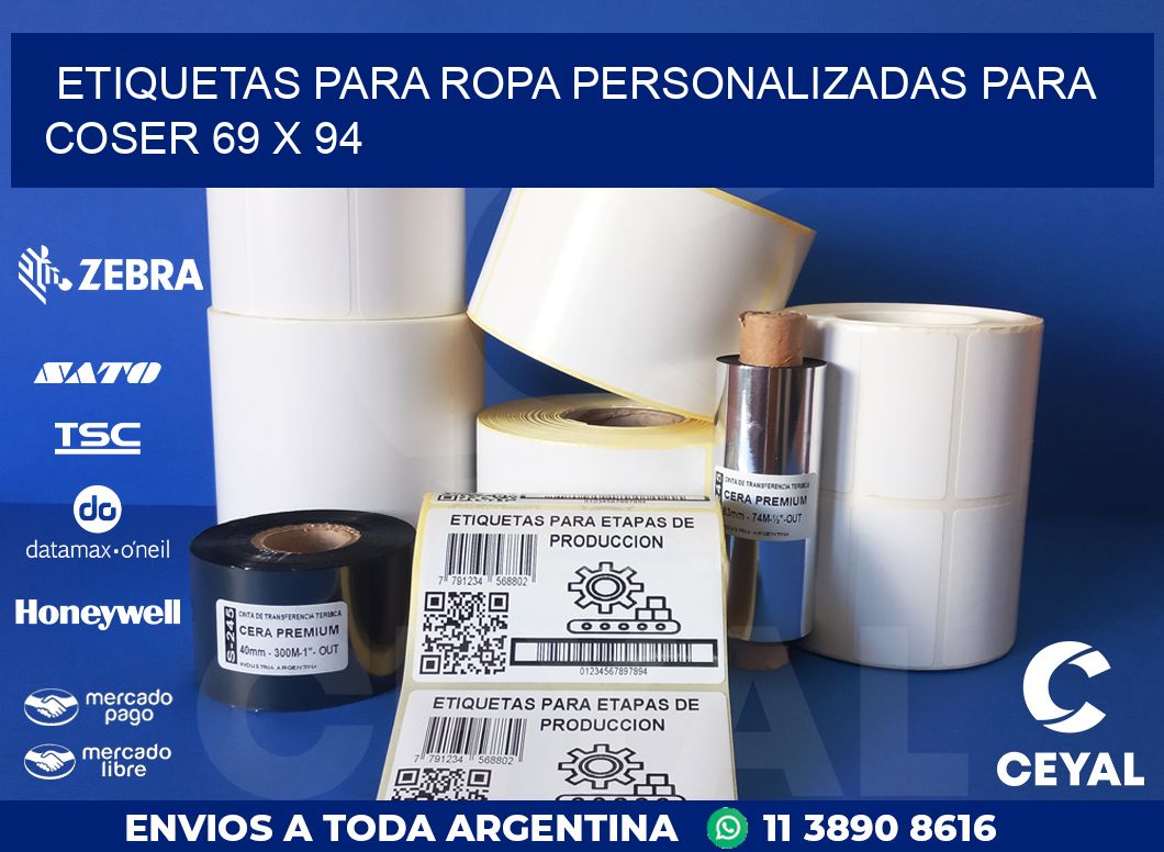 ETIQUETAS PARA ROPA PERSONALIZADAS PARA COSER 69 x 94