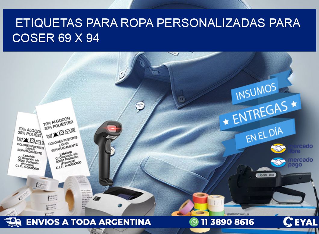 ETIQUETAS PARA ROPA PERSONALIZADAS PARA COSER 69 x 94