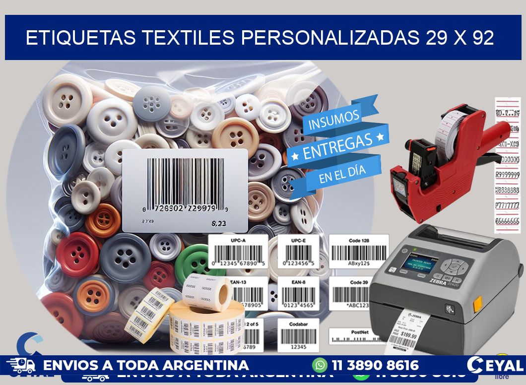 ETIQUETAS TEXTILES PERSONALIZADAS 29 x 92