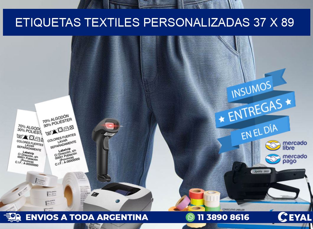 ETIQUETAS TEXTILES PERSONALIZADAS 37 x 89