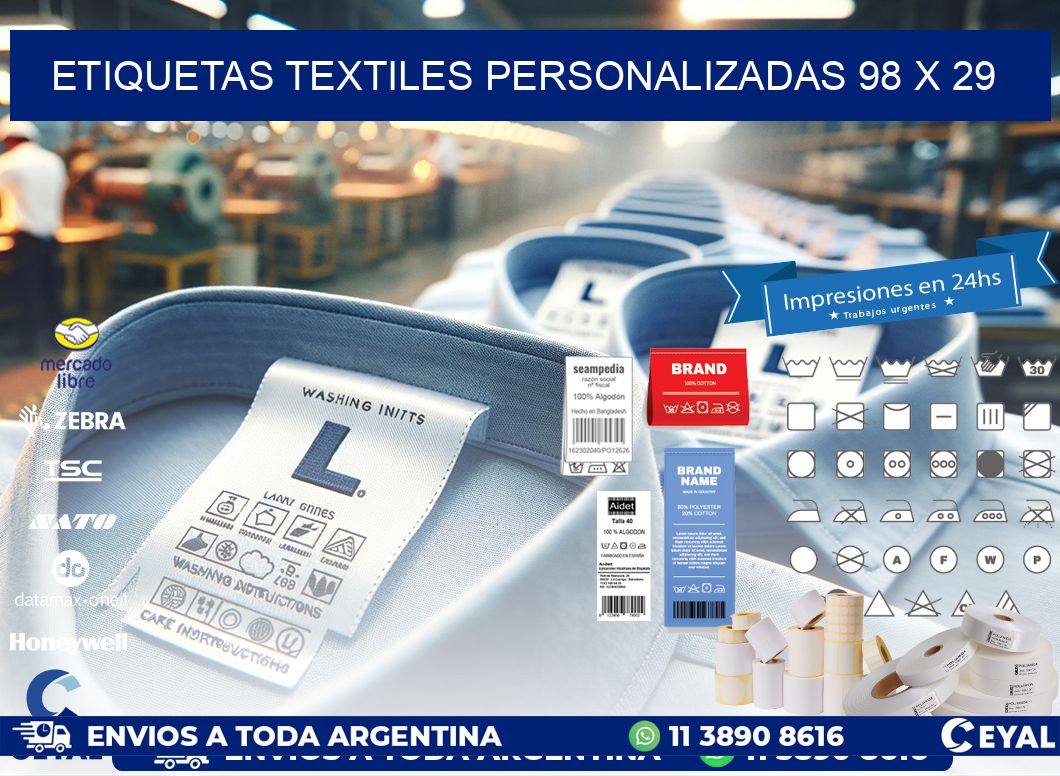 ETIQUETAS TEXTILES PERSONALIZADAS 98 x 29