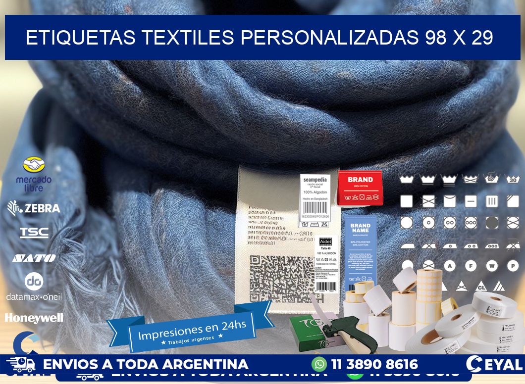 ETIQUETAS TEXTILES PERSONALIZADAS 98 x 29