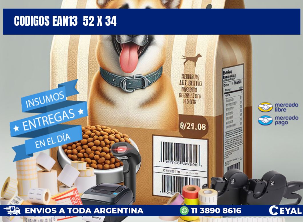 CODIGOS EAN13 52 x 34