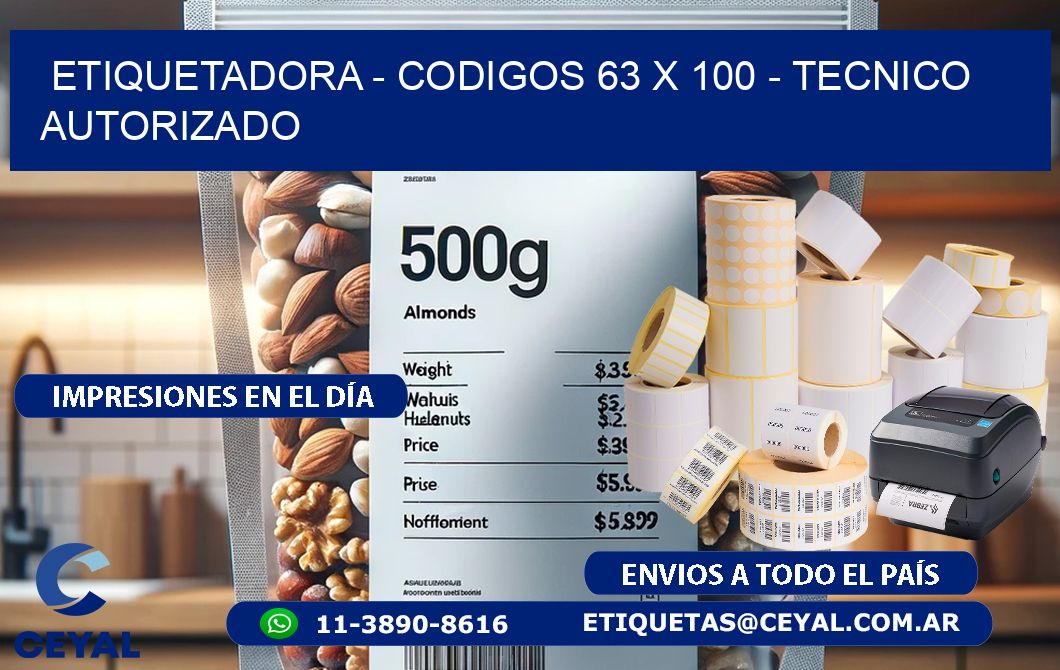 ETIQUETADORA - CODIGOS 63 x 100 - TECNICO AUTORIZADO