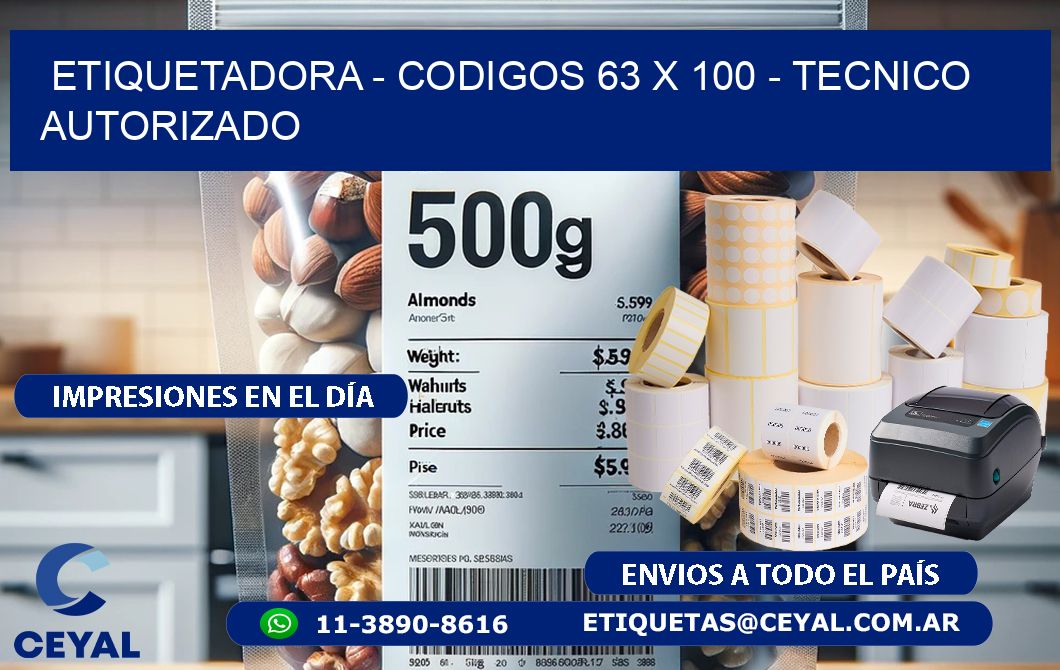 ETIQUETADORA – CODIGOS 63 x 100 – TECNICO AUTORIZADO