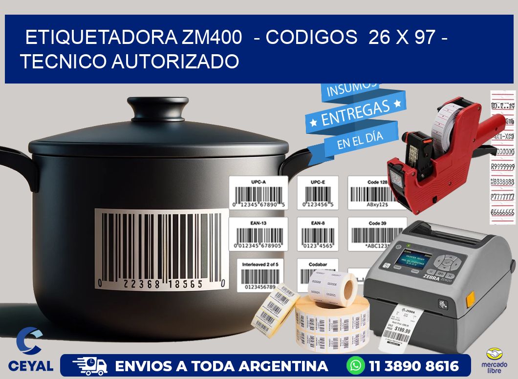 ETIQUETADORA ZM400 - CODIGOS 26 x 97 - TECNICO AUTORIZADO
